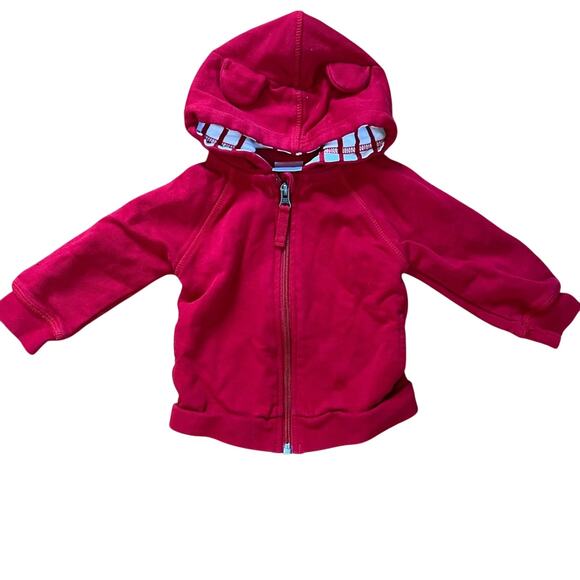 Hanna Andersson Other - Hanna Andersson Red Bear Ear Zip Hoodie | Size 80 / 12-24M